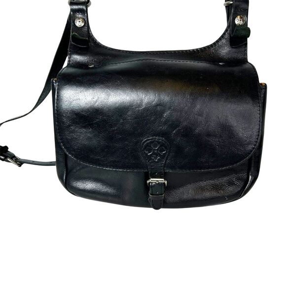 Patricia Nash London Saddle Bag Black Smooth Leather Shoulder Crossbody Bag - Picture 2 of 15